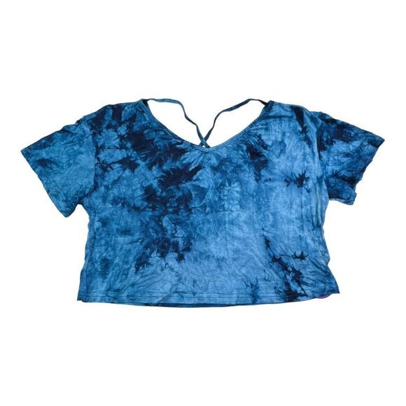 New SweatyRocks Women's Tie Dye Criss Cross Back Short Sleeve Crop Summer TShirt - Picture 2 of 9